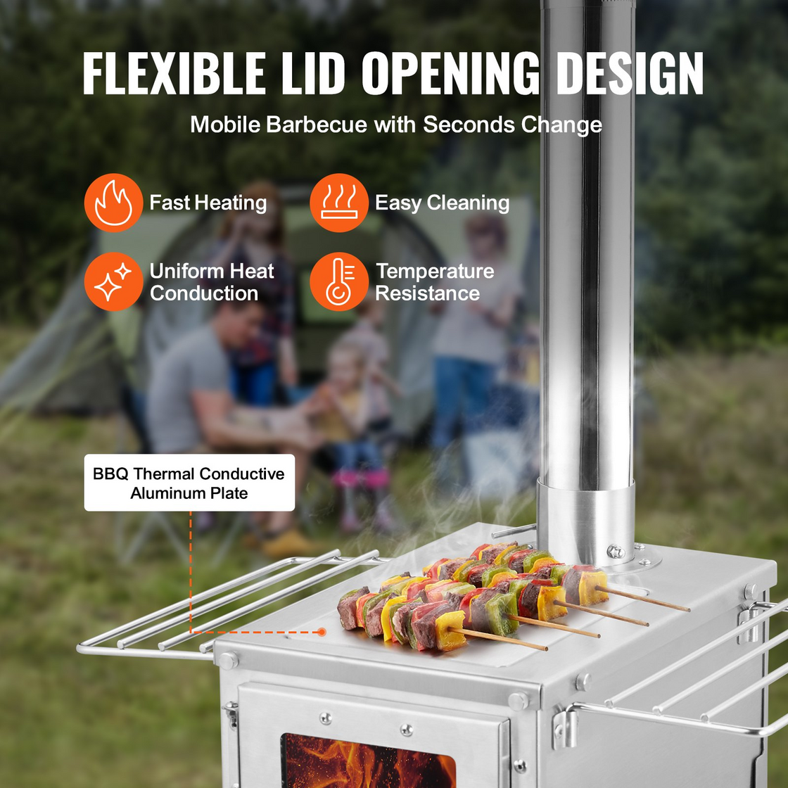 VEVOR Wood Stove, 80 inch, Stainless Steel Camping Tent Stove