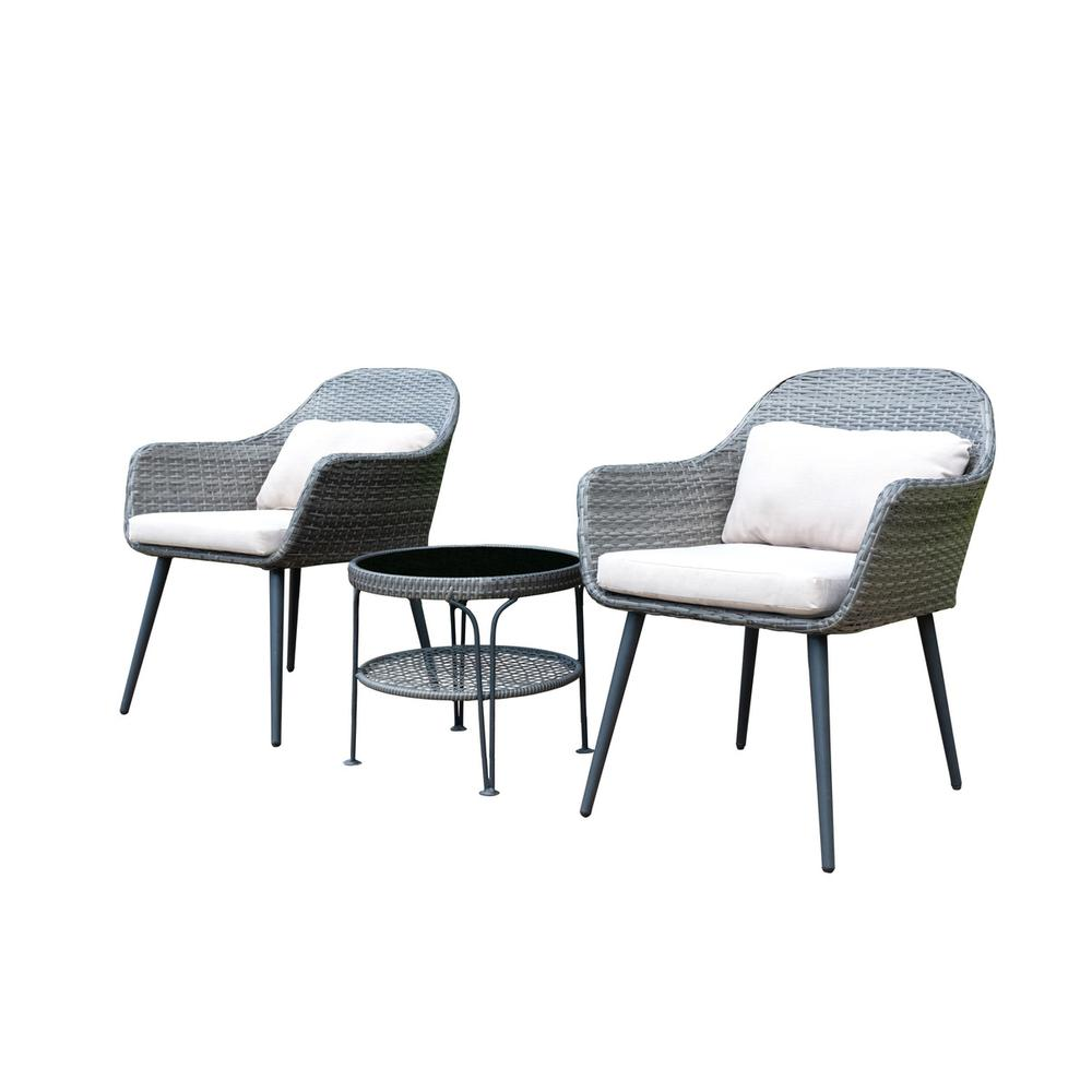 3-Piece Outdoor Chat Set in Grey - Perfect for Limited Space Patios