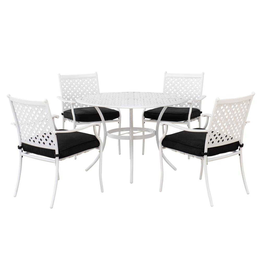 Sunjoy 5 Piece Patio Dining Set - White Steel Outdoor Dining Sets