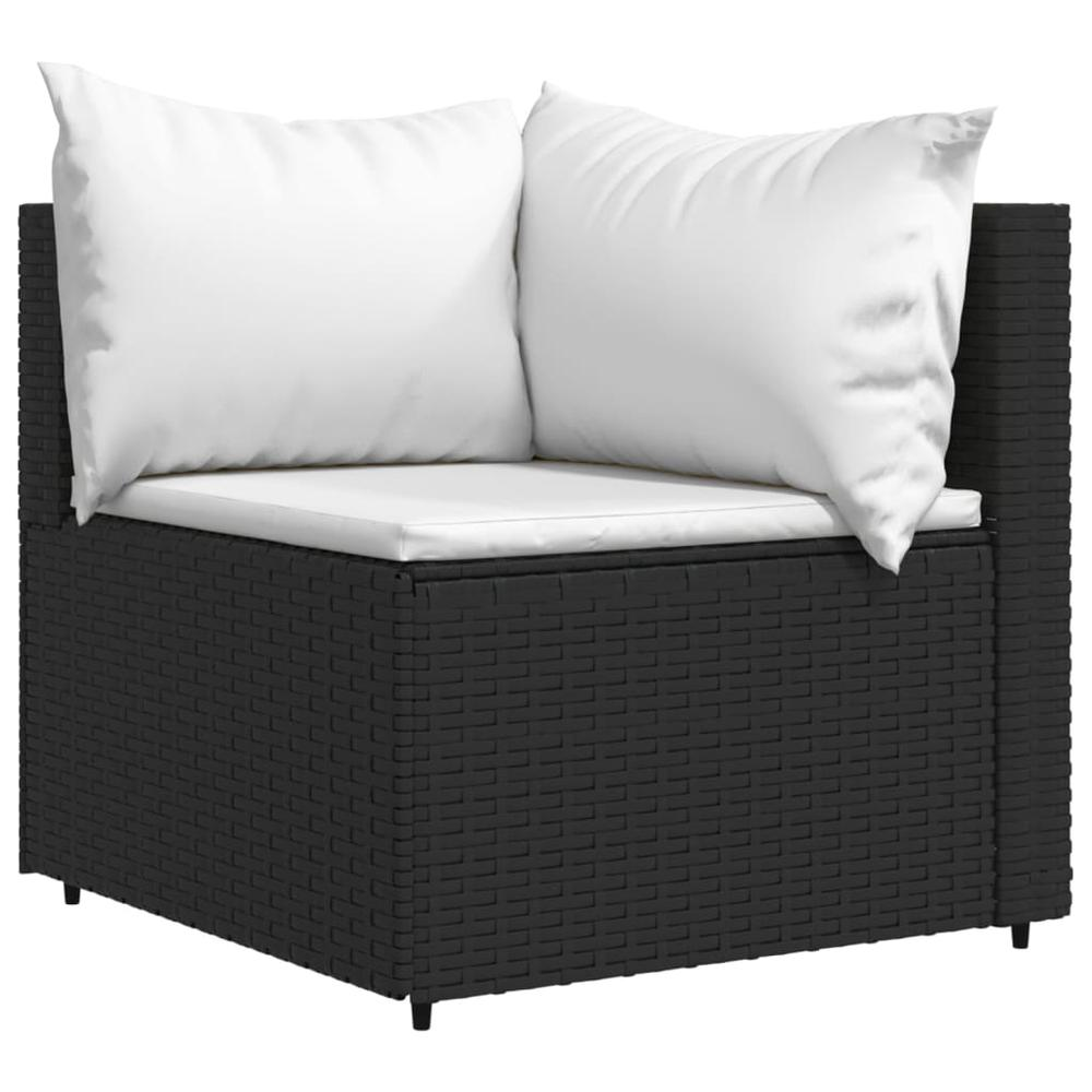 4 Piece Patio Lounge Set with Cushions Black Poly Rattan - Elegant and Contemporary Design