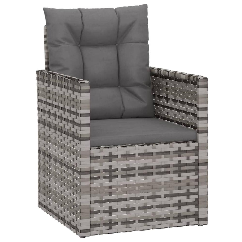 Patio Armchair with Cushions Gray Poly Rattan