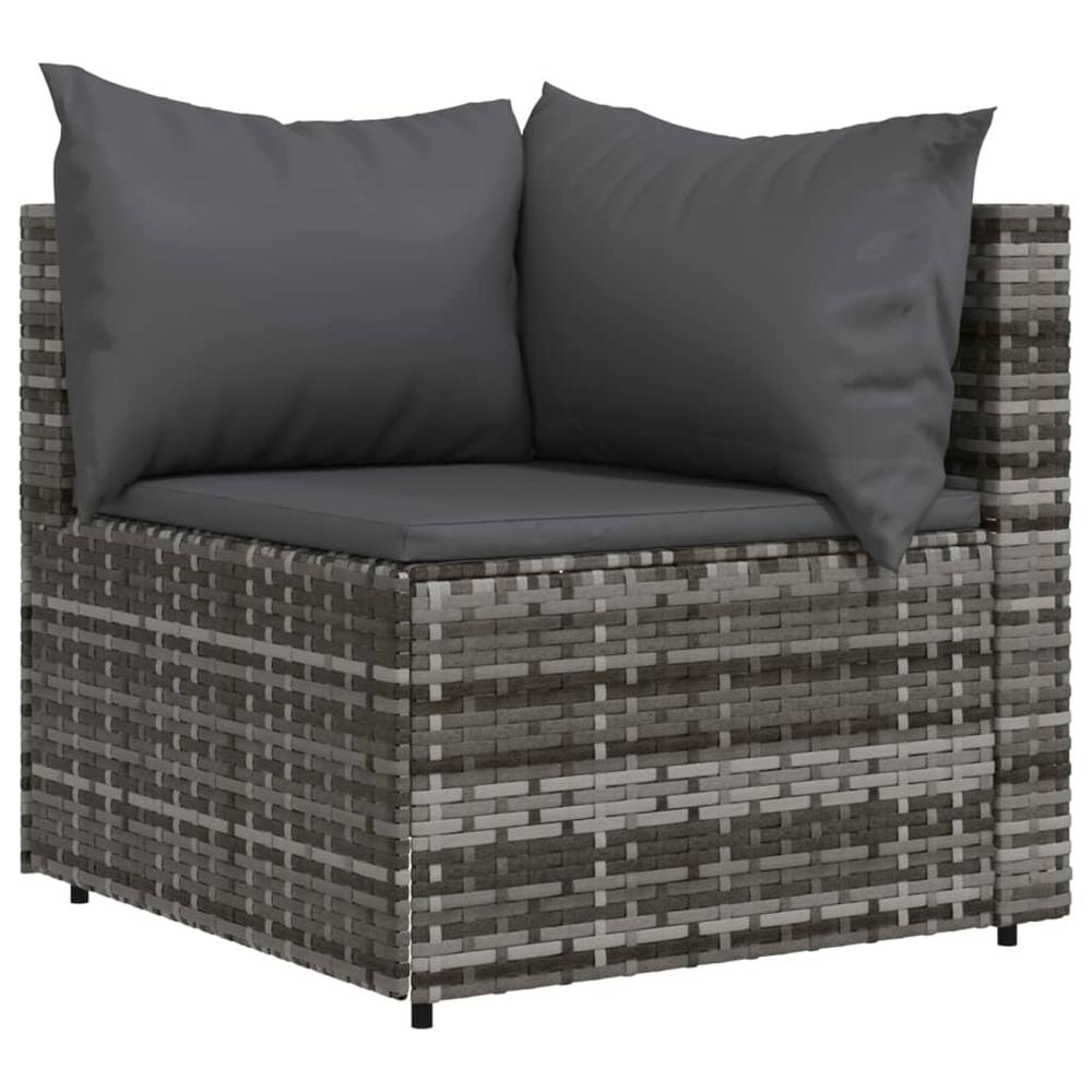 Patio Corner Sofas with Cushions 2 pcs Gray Poly Rattan - Elegant Design, Weather-Resistant Material