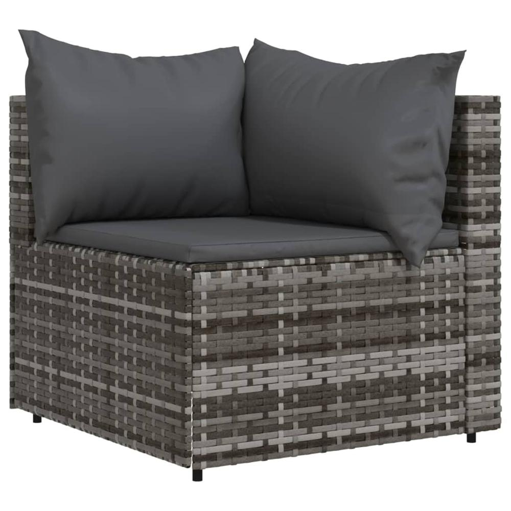 3 Piece Patio Lounge Set with Cushions - Grey Poly Rattan | Outdoor Furniture