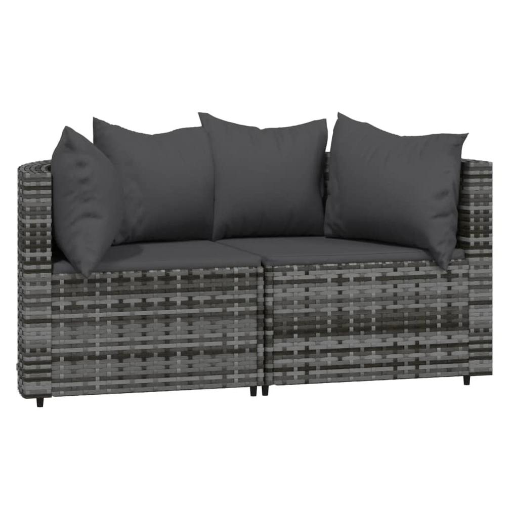 3 Piece Patio Lounge Set with Cushions - Gray Poly Rattan | Weather-Resistant and Stylish