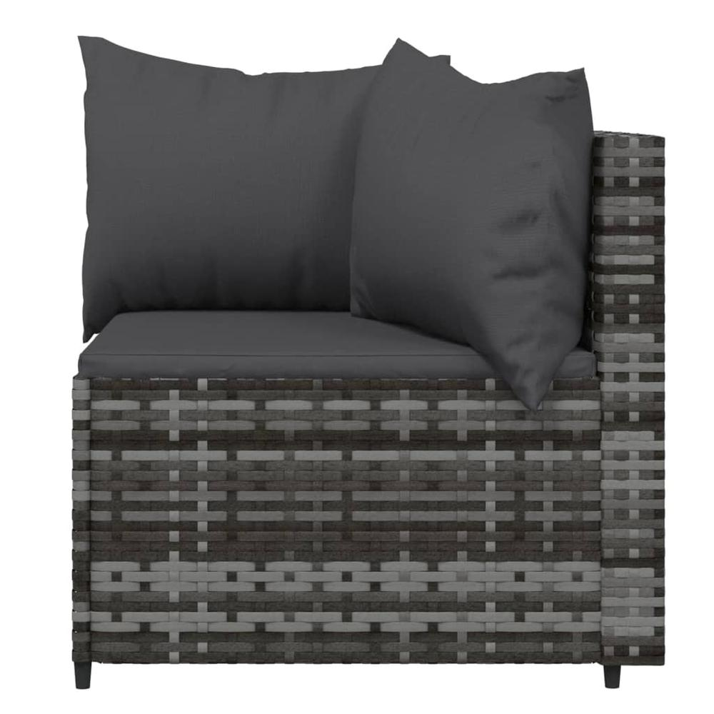 3 Piece Patio Lounge Set with Cushions - Gray Poly Rattan | Weather-Resistant and Stylish