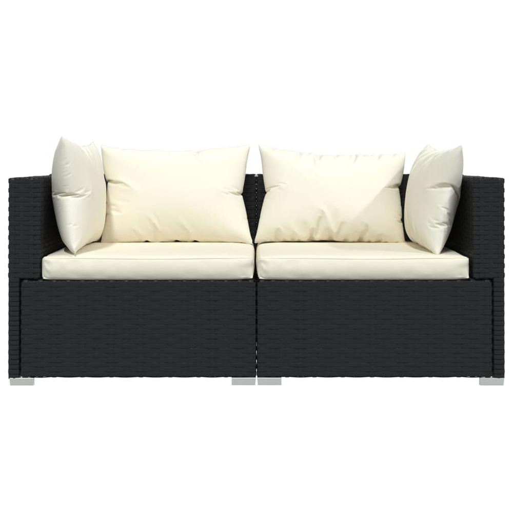 Patio Furniture Set 3 Piece with Cushions - Black Poly Rattan | Outdoor Lounge Set