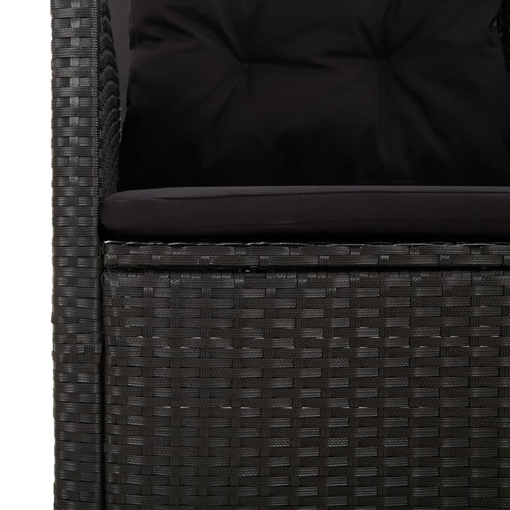 Reclining Corner Sofa with Cushions Black Poly Rattan