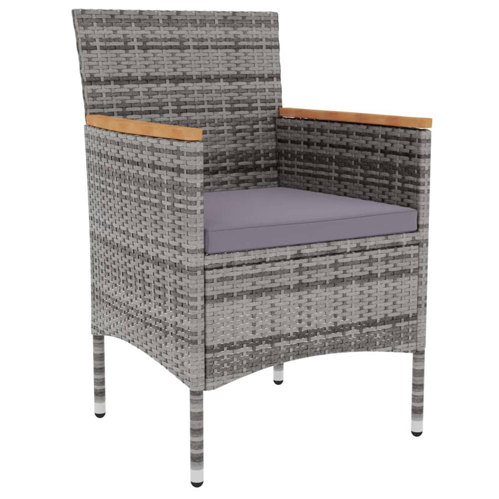 3 Piece Patio Dining Set Poly Rattan Gray