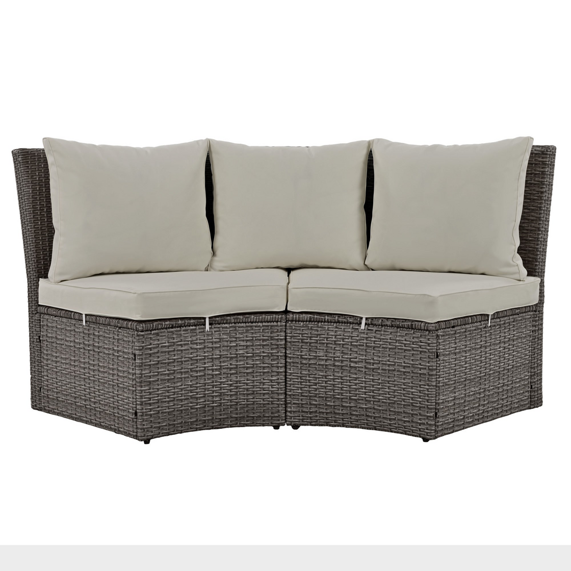 Patio 5-Piece Round Rattan Sectional Sofa Set All-Weather PE Wicker Sunbed Daybed with Round Liftable Table and Washable Cushions for Outdoor Backyard Poolside, Gray