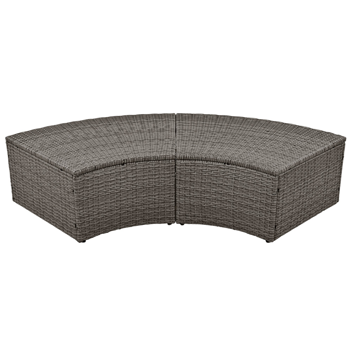 Patio 5-Piece Round Rattan Sectional Sofa Set All-Weather PE Wicker Sunbed Daybed with Round Liftable Table and Washable Cushions for Outdoor Backyard Poolside, Gray