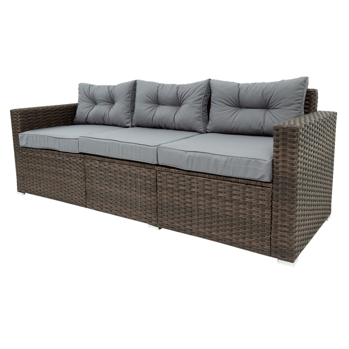 6 Piece Patio Rattan Wicker Outdoor Furniture Conversation Sofa Set with Removable Cushions and Tempered Glass Tabletop