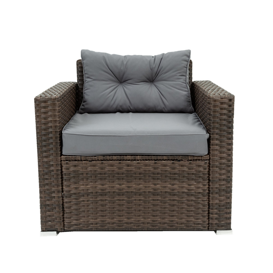 6 Piece Patio Rattan Wicker Outdoor Furniture Conversation Sofa Set with Removable Cushions and Tempered Glass Tabletop