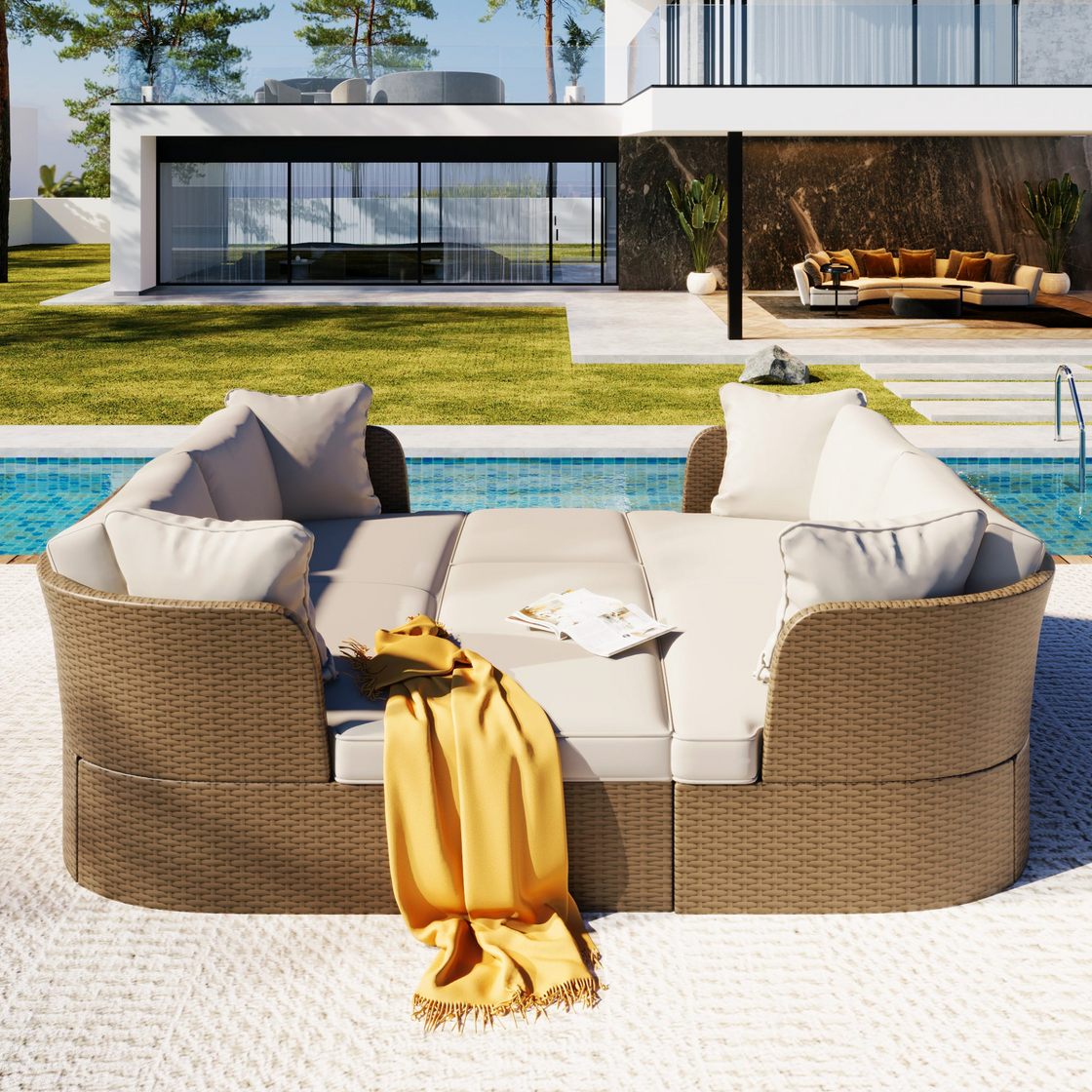 Customizable Outdoor Patio Furniture Set - Wicker Furniture Sofa Set with Thick Cushions