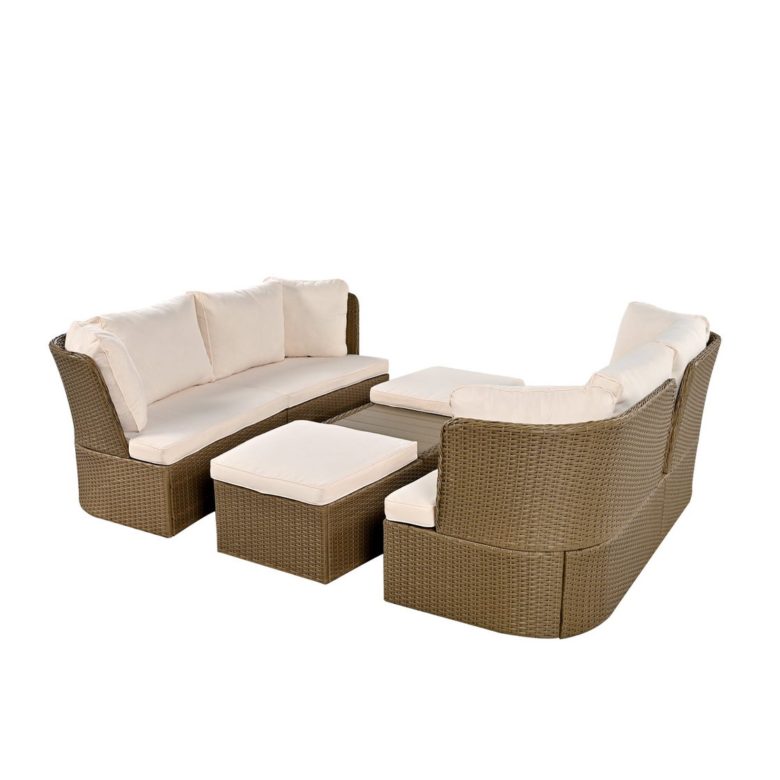 Customizable Outdoor Patio Furniture Set - Wicker Furniture Sofa Set with Thick Cushions