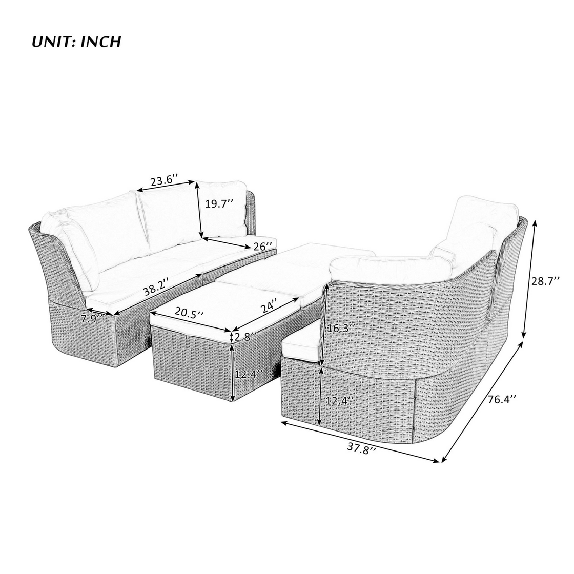 Customizable Outdoor Patio Furniture Set - Wicker Furniture Sofa Set with Thick Cushions