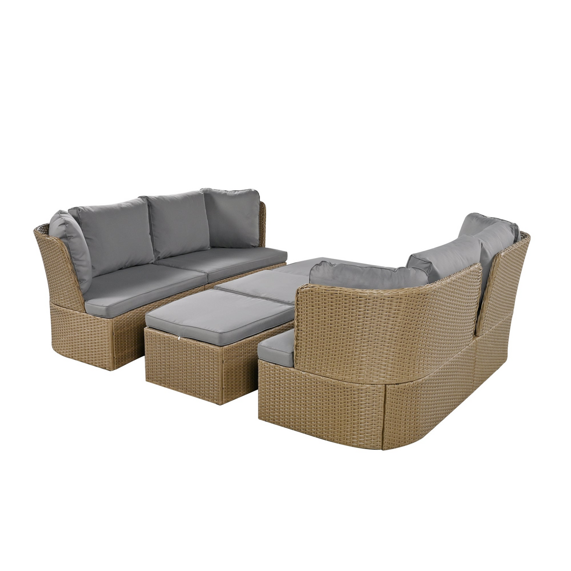 Customizable Outdoor Patio Furniture Set, Wicker Furniture Sofa Set with Thick Cushions