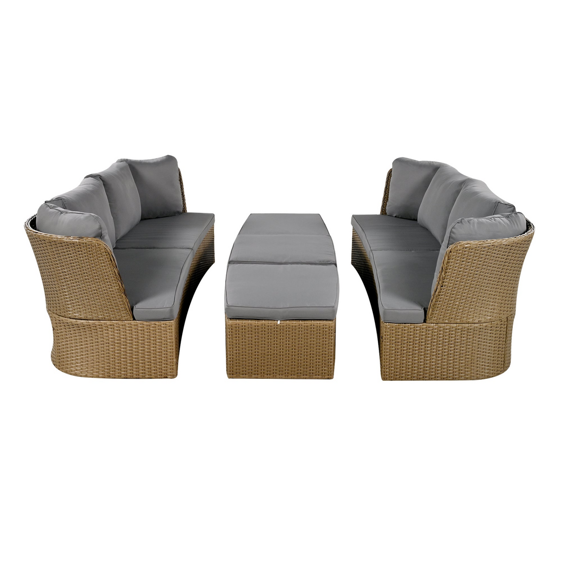 Customizable Outdoor Patio Furniture Set, Wicker Furniture Sofa Set with Thick Cushions