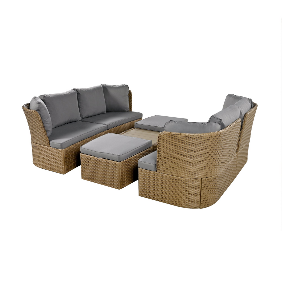 Customizable Outdoor Patio Furniture Set, Wicker Furniture Sofa Set with Thick Cushions