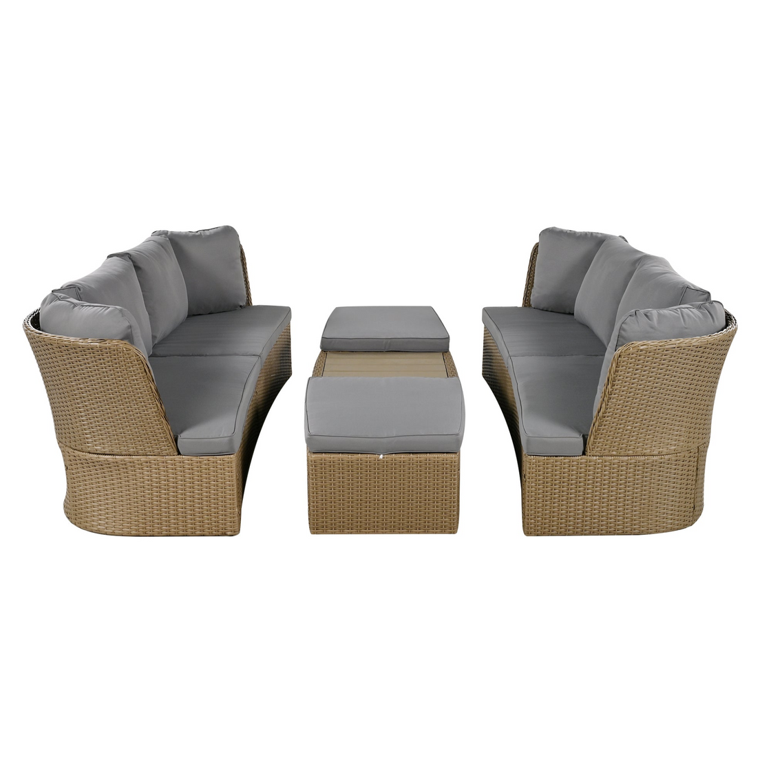 Customizable Outdoor Patio Furniture Set, Wicker Furniture Sofa Set with Thick Cushions