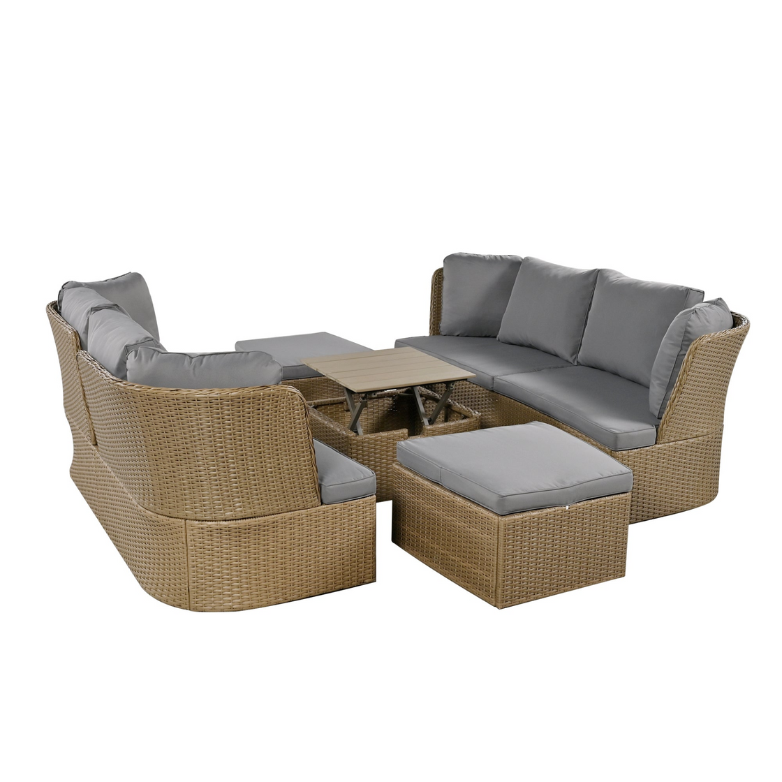 Customizable Outdoor Patio Furniture Set, Wicker Furniture Sofa Set with Thick Cushions