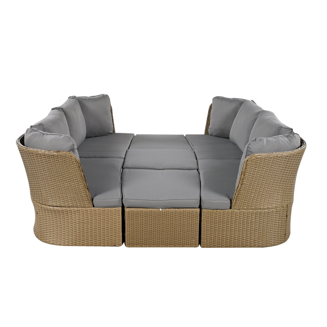 Customizable Outdoor Patio Furniture Set, Wicker Furniture Sofa Set with Thick Cushions