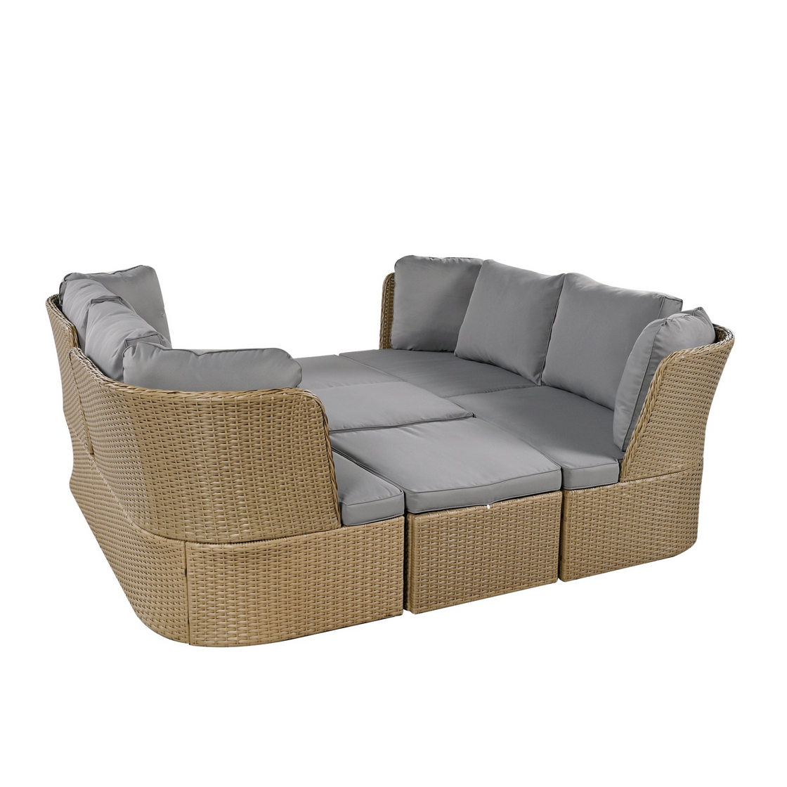 Customizable Outdoor Patio Furniture Set, Wicker Furniture Sofa Set with Thick Cushions