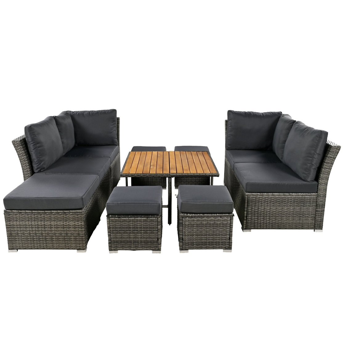 Patio Furniture Set, 10 Piece Outdoor Conversation Set with Coffee Table and Ottomans