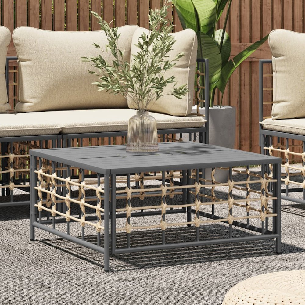 Patio Table Anthracite 27.6"x27.6"x13.4" Poly Rattan