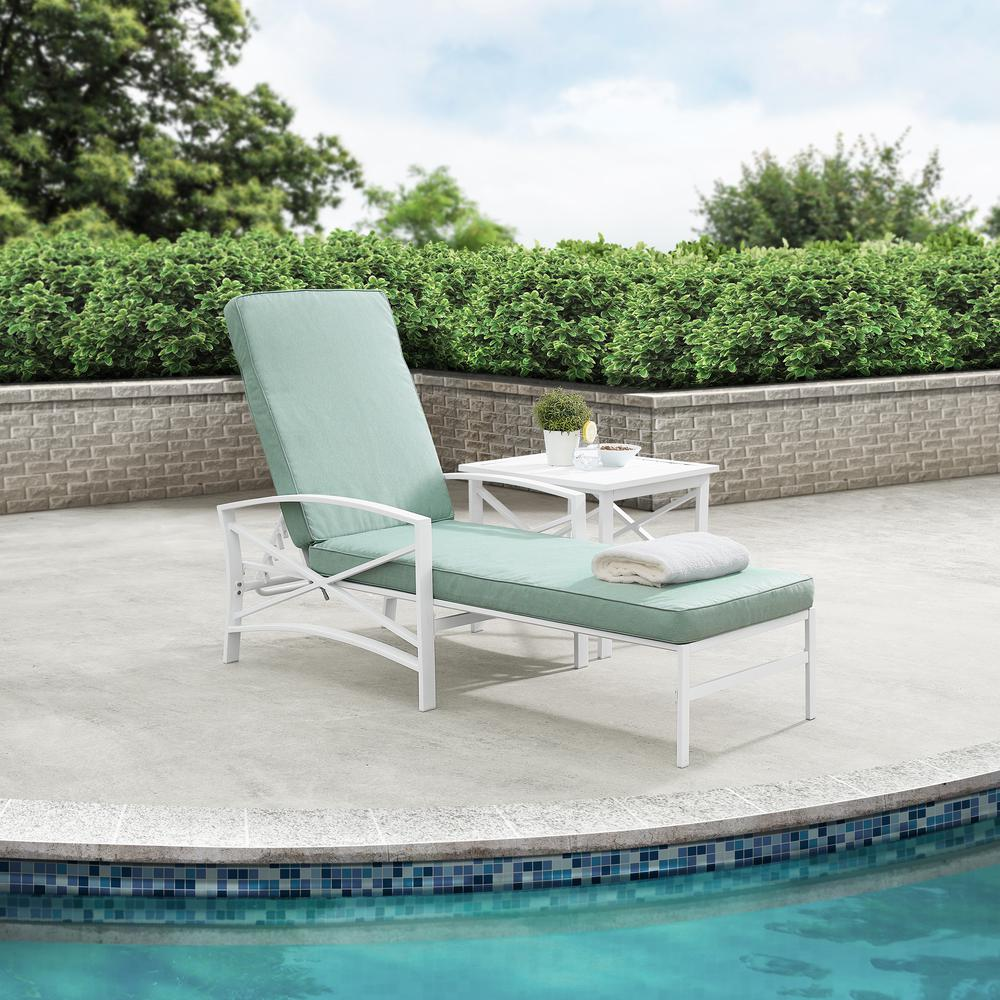 Kaplan Outdoor Metal Chaise Lounge Mist/White - Relaxation at Its Finest