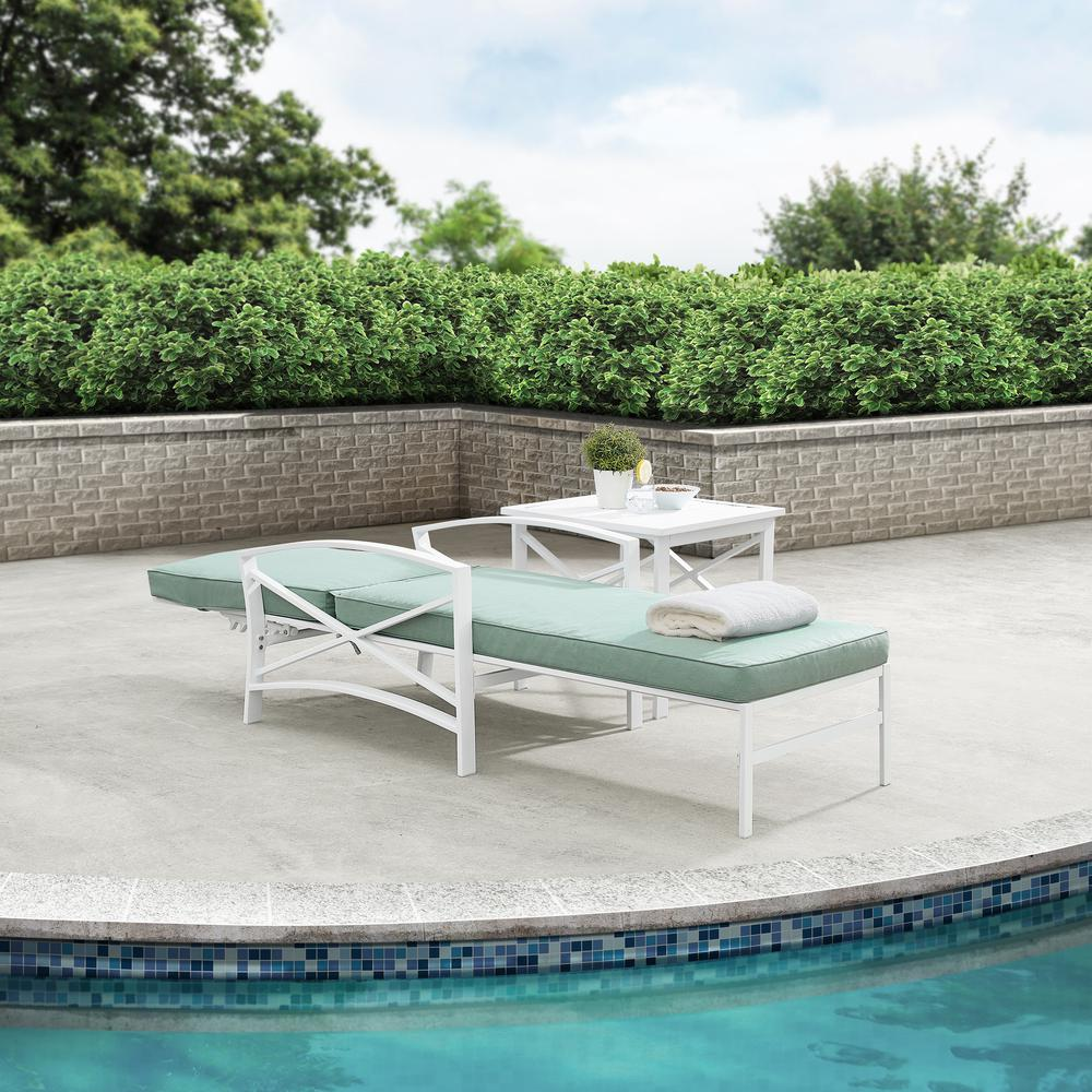 Kaplan Outdoor Metal Chaise Lounge Mist/White - Relaxation at Its Finest