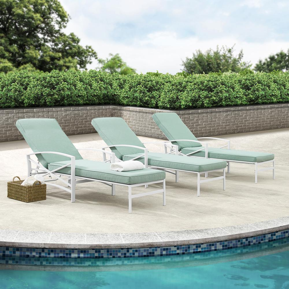 Kaplan Outdoor Metal Chaise Lounge Mist/White - Relaxation at Its Finest