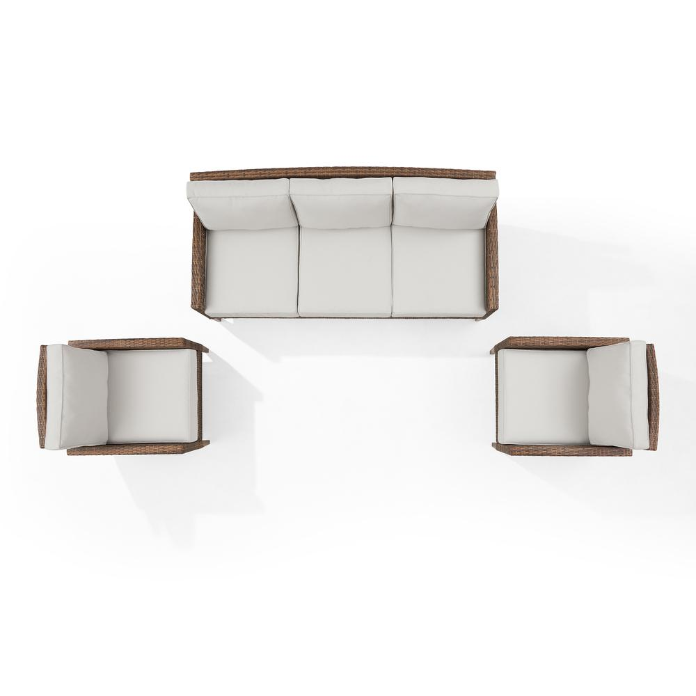 Capella Outdoor Wicker 3Pc Sofa Set - Creme/Brown - Sofa & 2 Armchairs