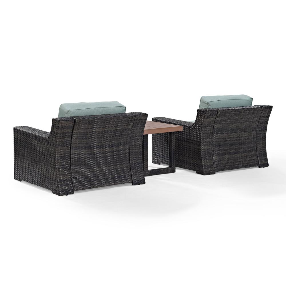 Beaufort 3Pc Outdoor Wicker Chair Set Mist/Brown - Side Table & 2 Chairs