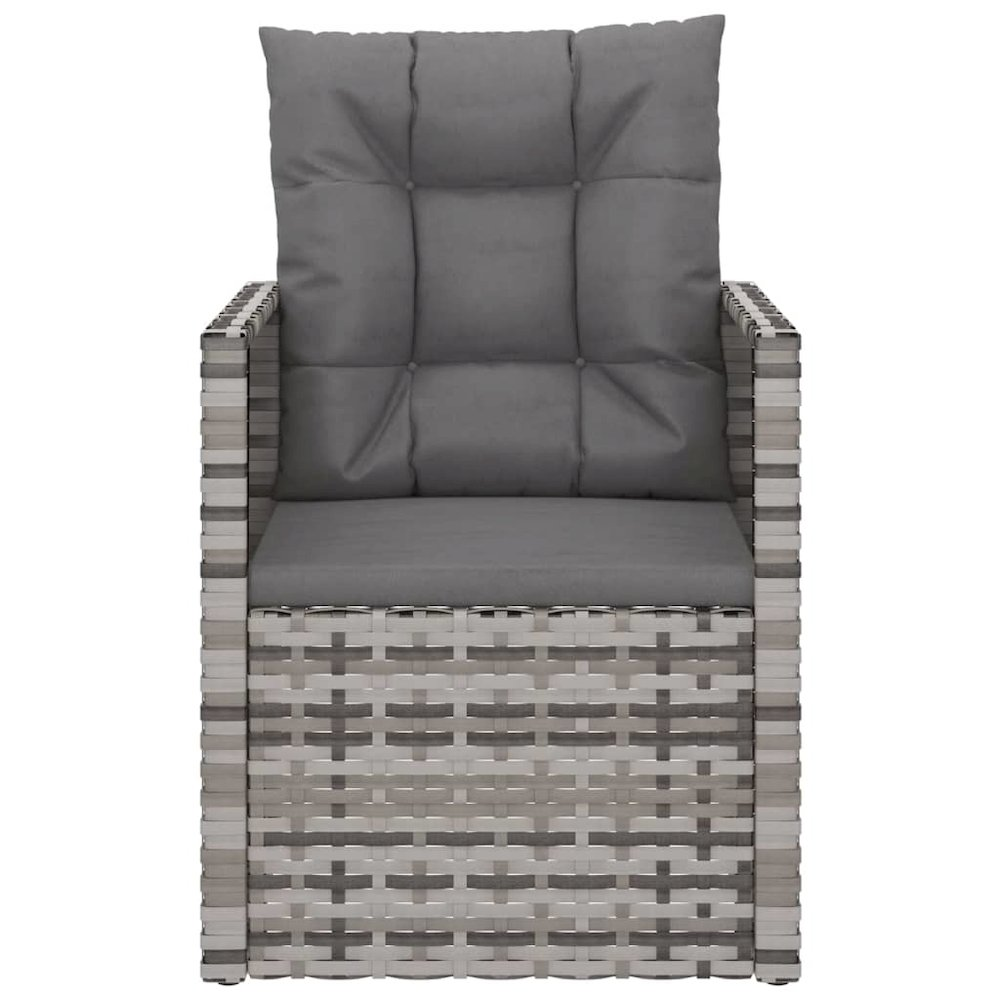 Patio Armchair with Cushions Gray Poly Rattan