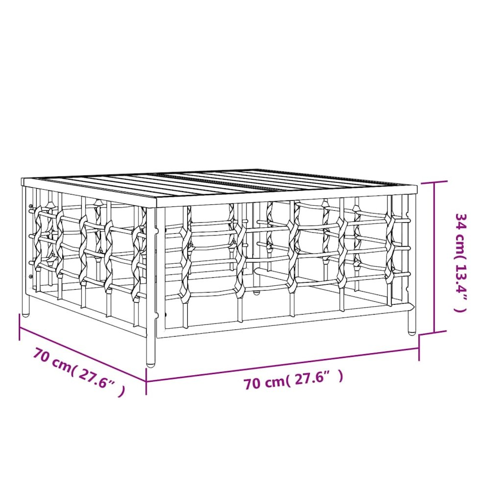 Patio Table Anthracite 27.6"x27.6"x13.4" Poly Rattan