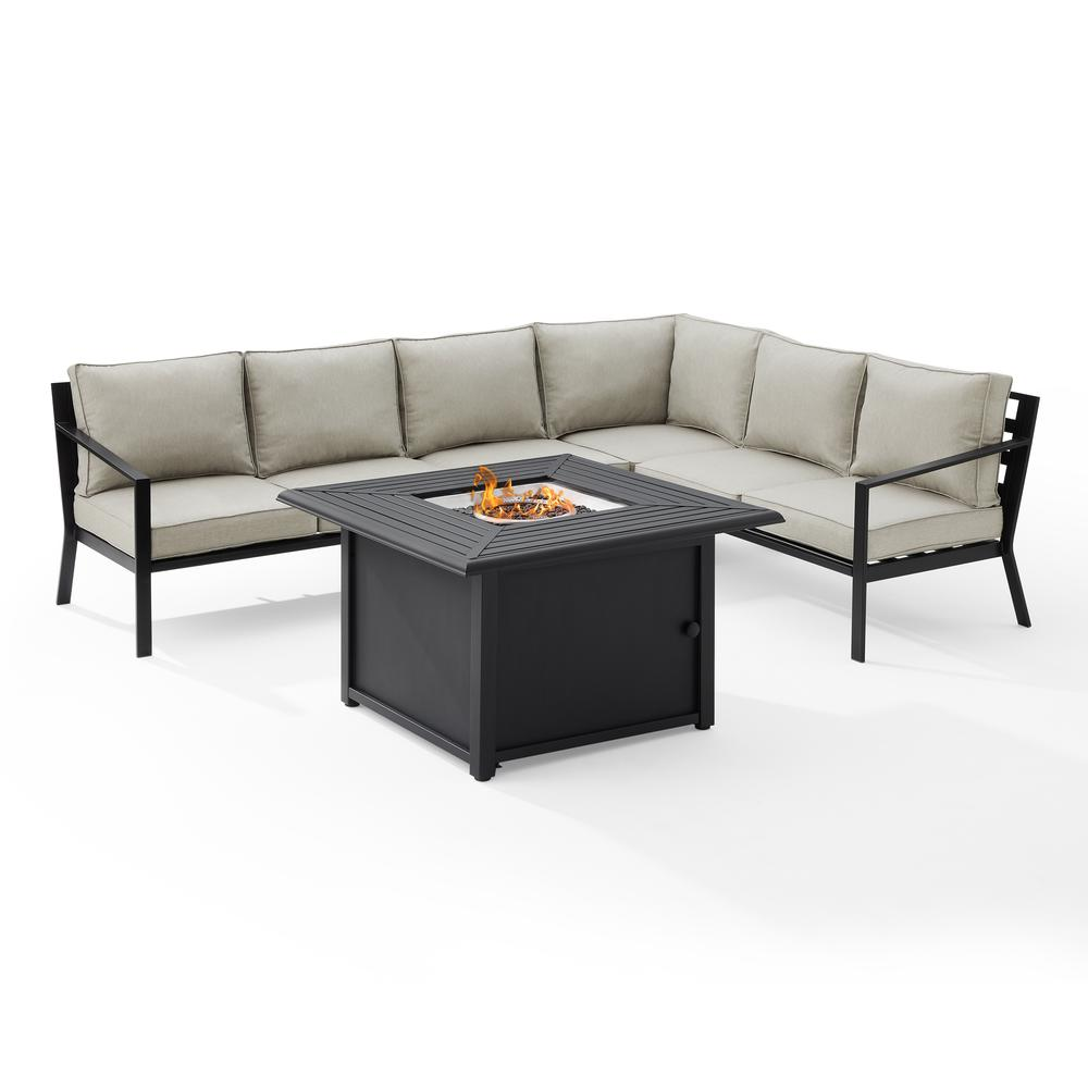 Clark 5Pc Outdoor Metal Sectional Set Taupe/Matte Black - Sleek and Durable Patio Furniture