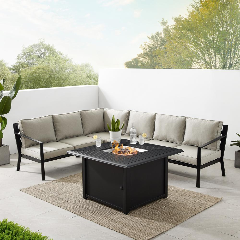 Clark 5Pc Outdoor Metal Sectional Set Taupe/Matte Black - Sleek and Durable Patio Furniture